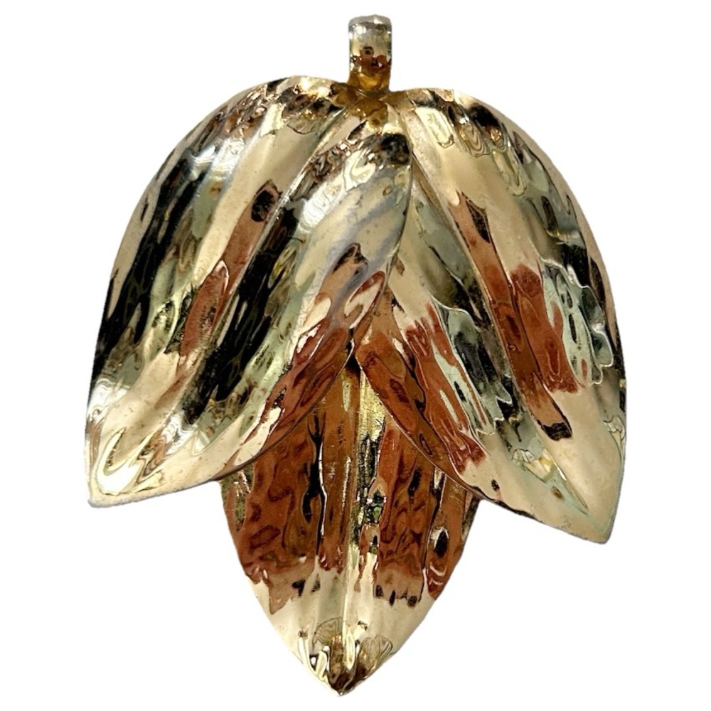 Vintage Napier Large Gold Tone Leaf Necklace Pendant Statement Nature Elegant